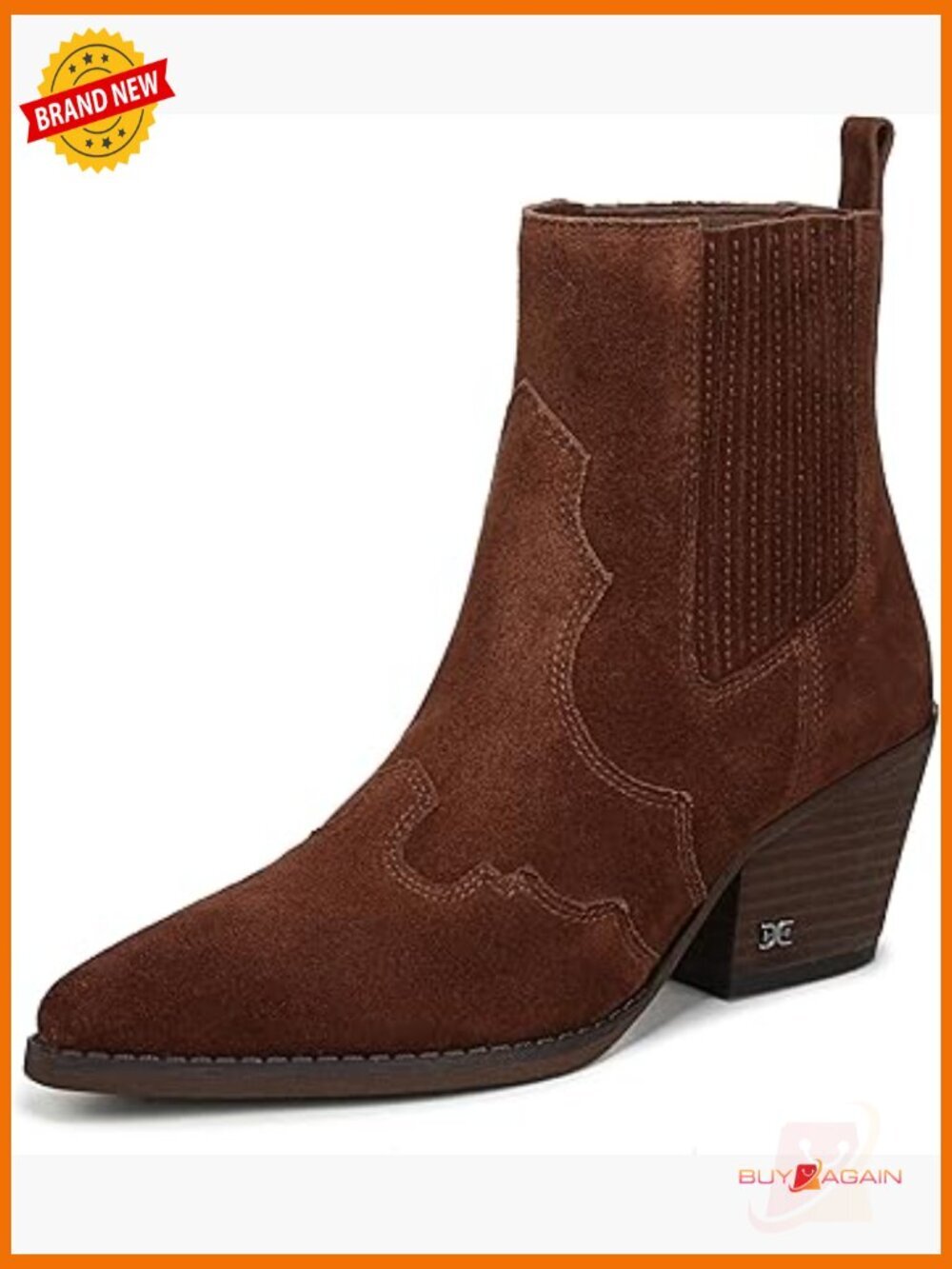 Leather Ankle Booties with 2.3 Inch Heel, Pull-On Western Style